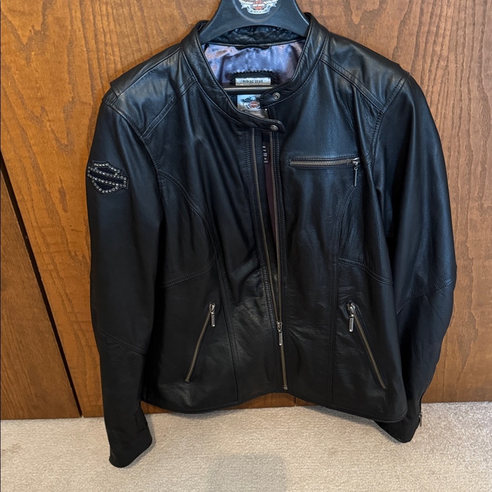 Harley-Davidson Rhinestone studded Black Leather Riding Jacket